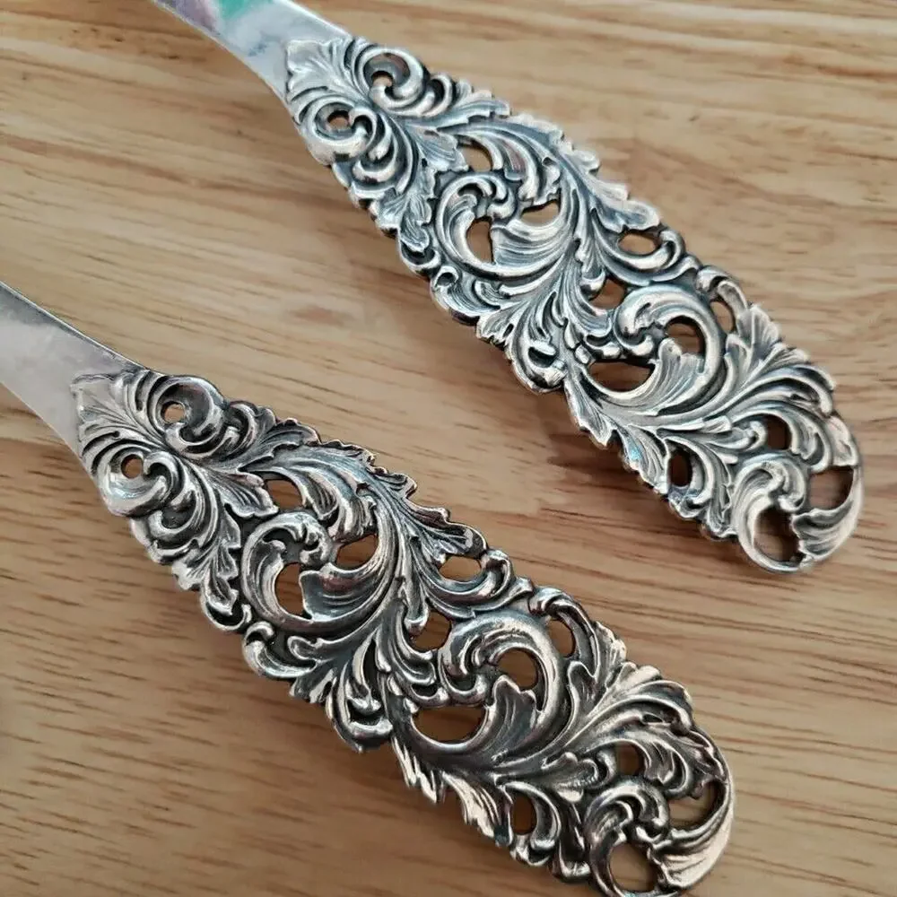 Serving Flatware Set Fork and Spoon Scrolling Leaves Design 60 GP Teapot Mark